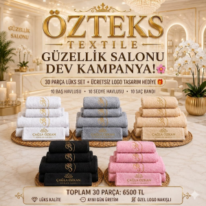Güzellik Salonu 30 Parça Logo Nakışlı Havlu Seti